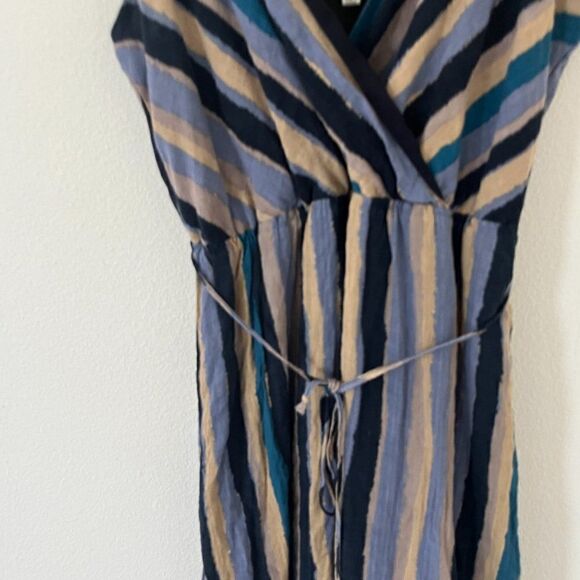 UMGEE Boho Striped Maxi Dress Tie Waist Size Large - Picture 6 of 15